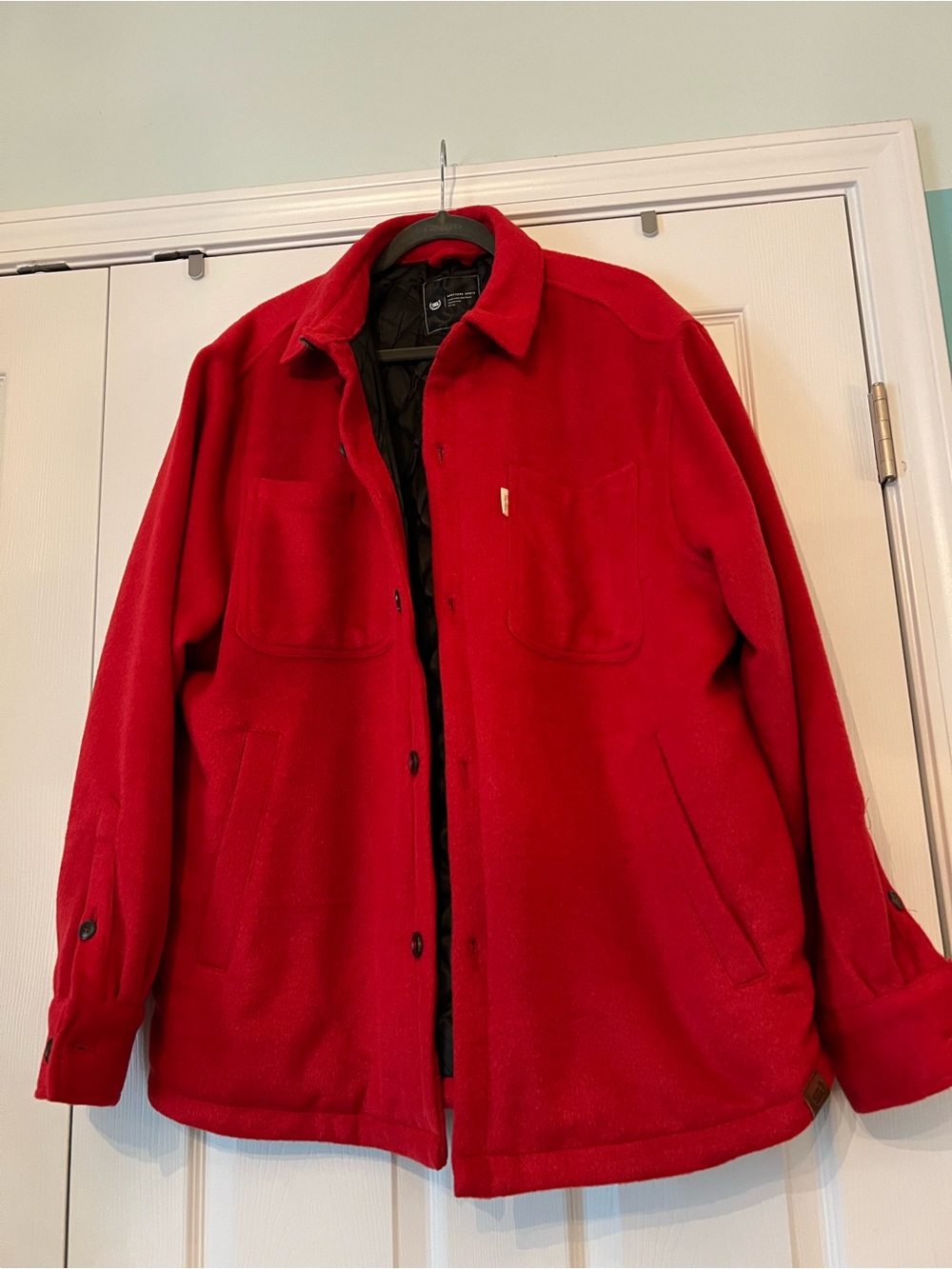 Source Unknown Bright Red Quilted-Lined Shirt Jacket